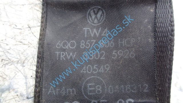 pravý zadný bezpečnostný pás na vw volkswagen polo, 6Q0857806